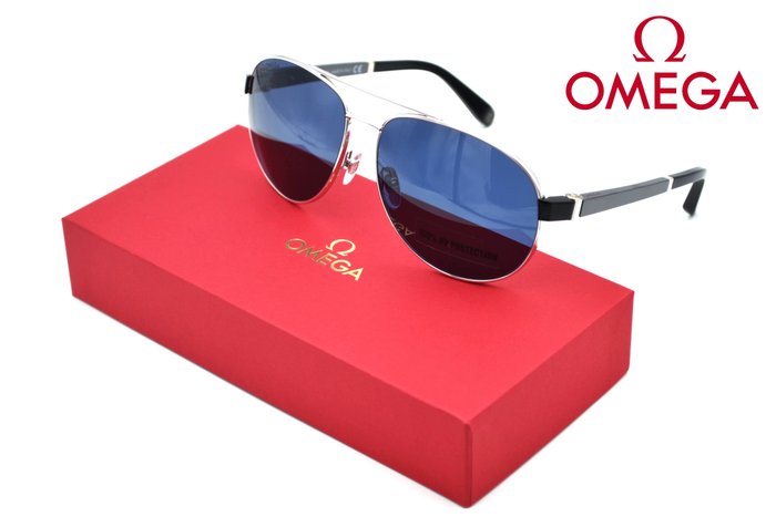 Other brand - OMEGA Ω - OM0006 18V  - Exclusive Aviator Design- Blue Lenses - *New* - Okulary przeciwsłoneczne