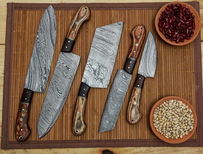 Couteau de cuisine - set de cuisine complet Résine noire, bois Pkka, - Asie