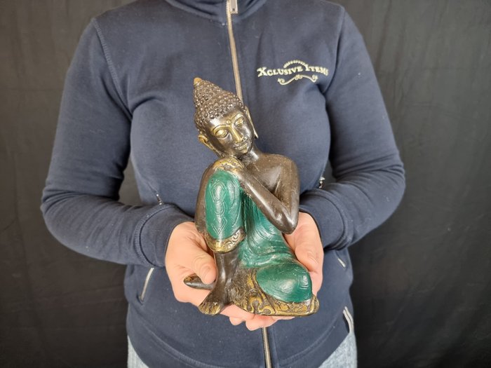 塑像, Bronze Vintage Buddha - 19 cm - 黄铜色