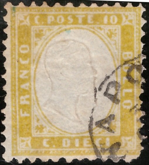 義大利王國 1862 - 10 c.淺橄欖色 - Sassone 1b