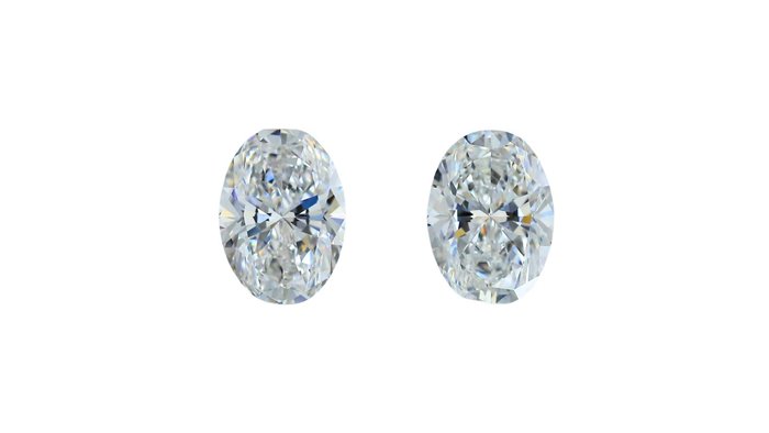 2 pcs Diamantes - 1.43 ct - Oval, Certificado GIA - Lindo par de diamantes naturais com lapidação oval - E, F - VS1, VVS2