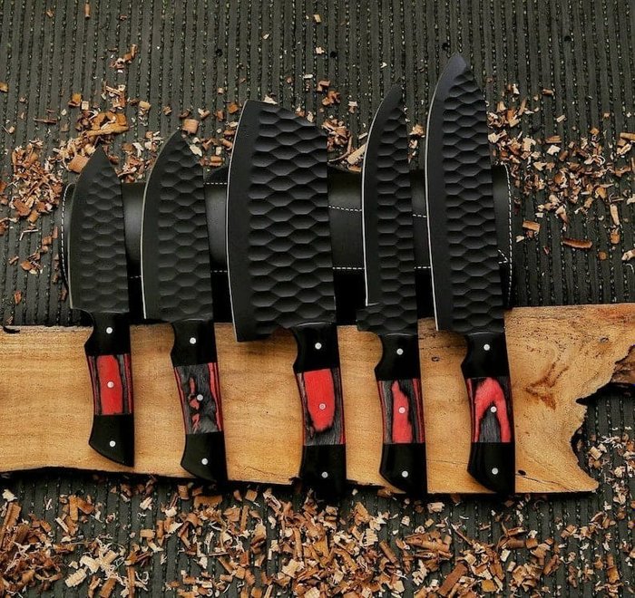 Cuchillo de cocina - Conjunto de cocina resina negra, madera pkka, - Asia