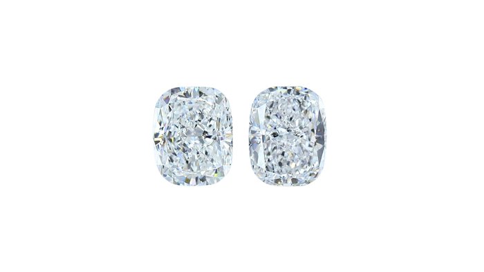 2 pcs Diamanten - 2.01 ct - Kissen, GIA-Zertifikat – 7486211042 und 2486292052 - D (farblos) - VS1, VS2