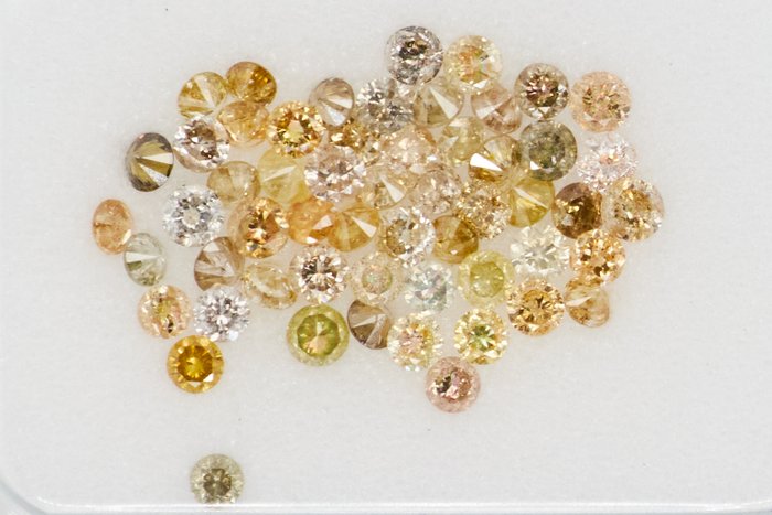 56 pcs Diamonds - 0.93 ct - Γύρος - NO RESERVE PRICE - Light to Fancy Mix Yellow - I1, I2, SI1, SI2, VS1, VS2, I3