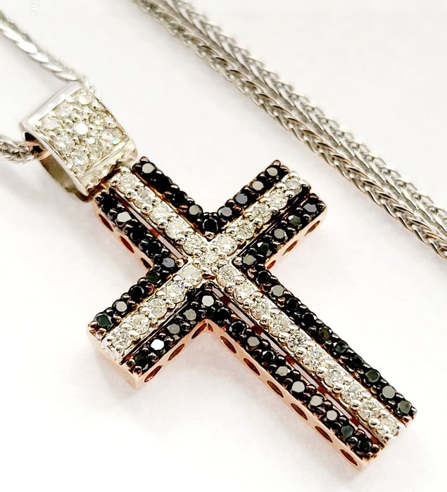 Halskette mit Anhänger Weißgold Diamant  (Natürlich) - Diamant 