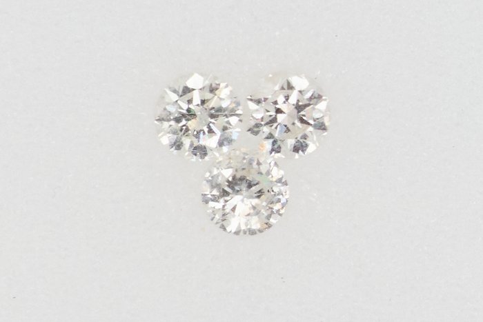 3 pcs Diamanter - 0.27 ct - Rund - NO RESERVE PRICE - G - H - SI1, SI2