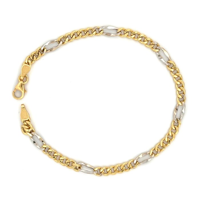 Bracciale oro bicolore - 3.9 gr - 20 cm - 18 Kt - 手镯 - 18K包金 白金, 黄金
