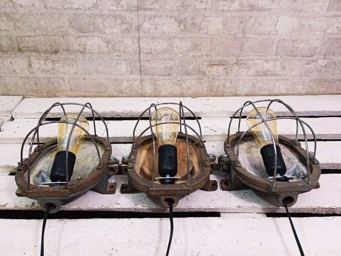 Hengende lampe - Vintage garasjelampe - Jern (støpt), Stål