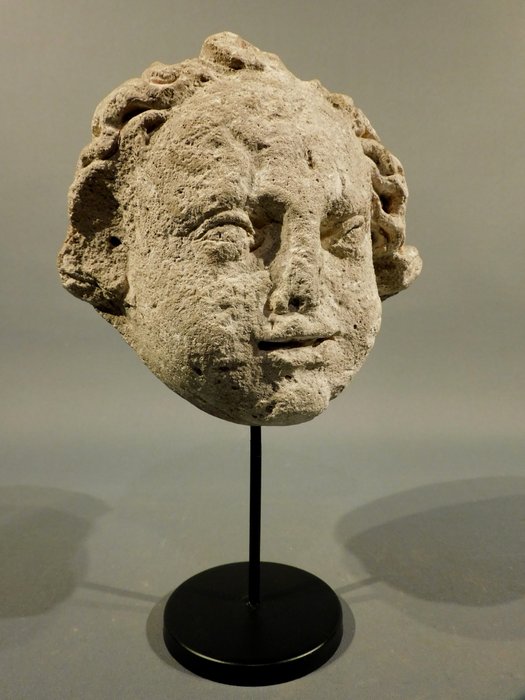 雕塑, Hoofd Christuskind of engel - 15 cm - 石（矿石）
