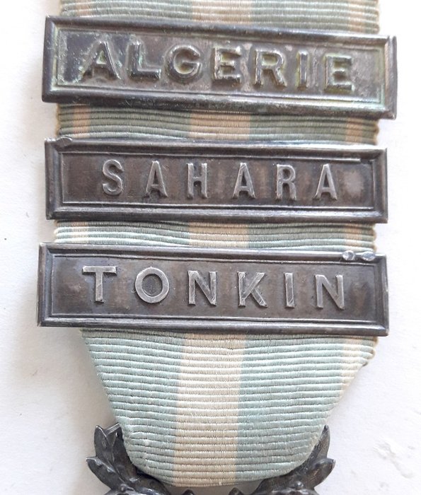 Frankrike - Medalj - Décoration Coloniale 3 Agrafes TONKIN SAHARA ALGERIE WW2 INDOCHINE