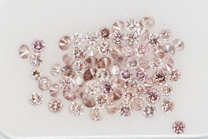 71 pcs Diamanten - 0.89 ct - Runden - NO RESERVE PRICE - Mix Brown - Pink* - I1, SI1, SI2, VS1, VS2