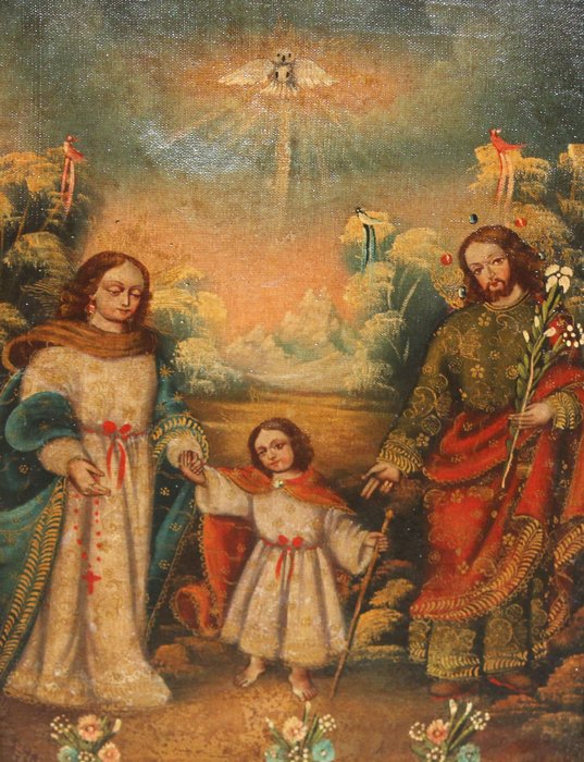 Escuela Cuzqueña (XIX) - La sagrada familia