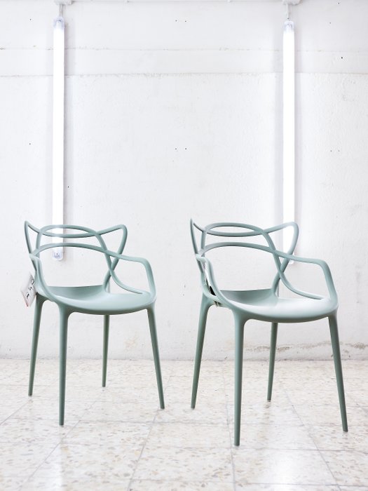 Kartell - Philippe Starck, Eugeni Quitllet - 扶手椅子 (2) - 大师赛 - 鼠尾草绿 - 塑料