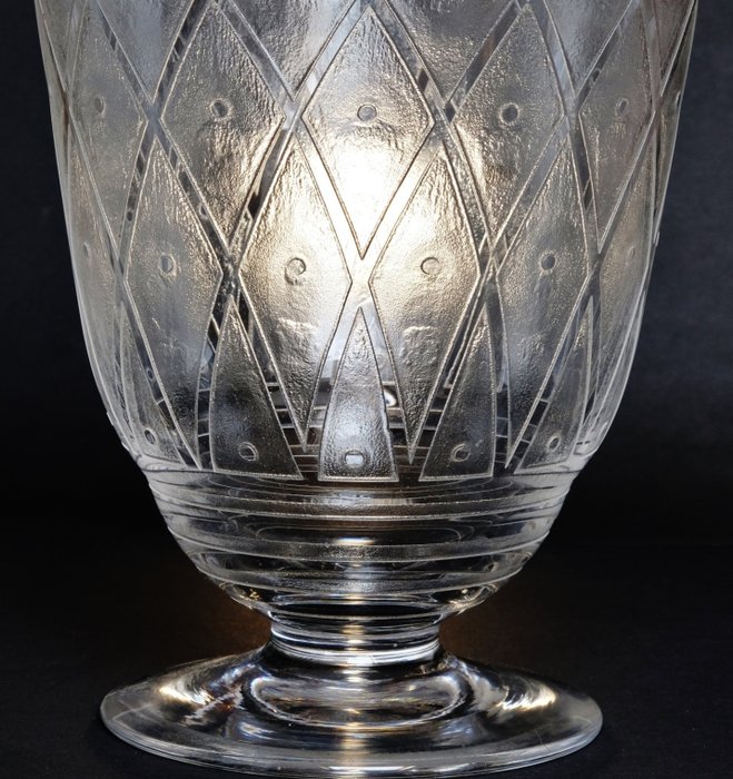 Daum Frères Art Déco - 花瓶 -  装饰：几何蚀刻  - 玻璃