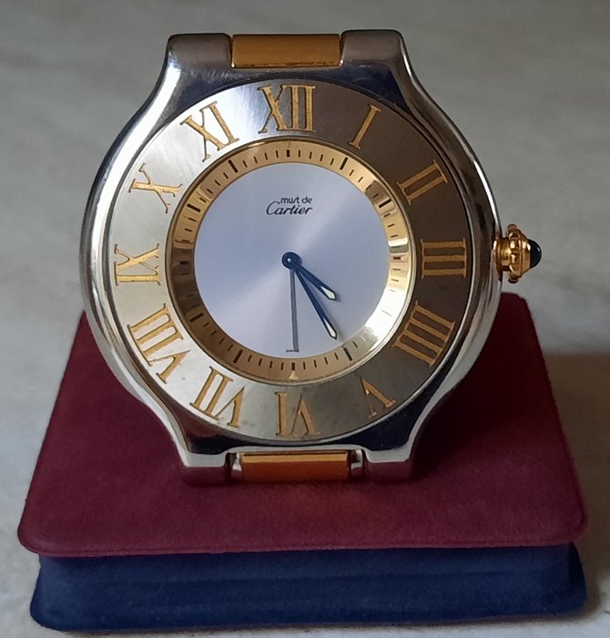 Relógios de mesa e secretária - Relógio despertador - Must De Cartier - Arte déco - Aço (aço inoxidável), Banhado a ouro - 2000-2010