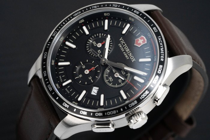 Victorinox - 沒有保留價 - 男士 - 計時碼錶 Alliance Sport 黑棕色皮革 241826“無保留價格”