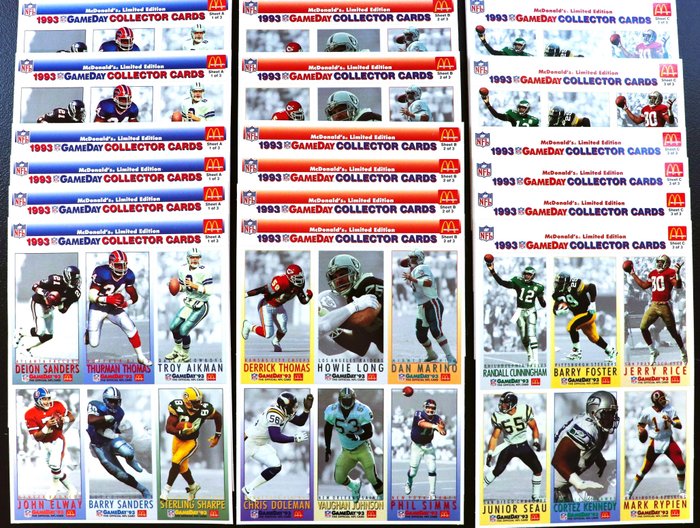 1993 - Fleer - McDonald's Limited Edition GameDay All-Star Collector Cards - Uncut Sheets A, B &C, 106 Card Total - 1 Mixed collection