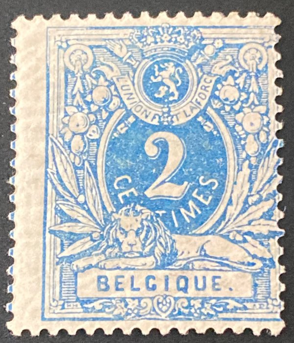 Belgien 1870 - Liggande lejon med värde: 2c 'PRUSSISK BLÅ' - OBP/COB 27b - zeldzame nuance