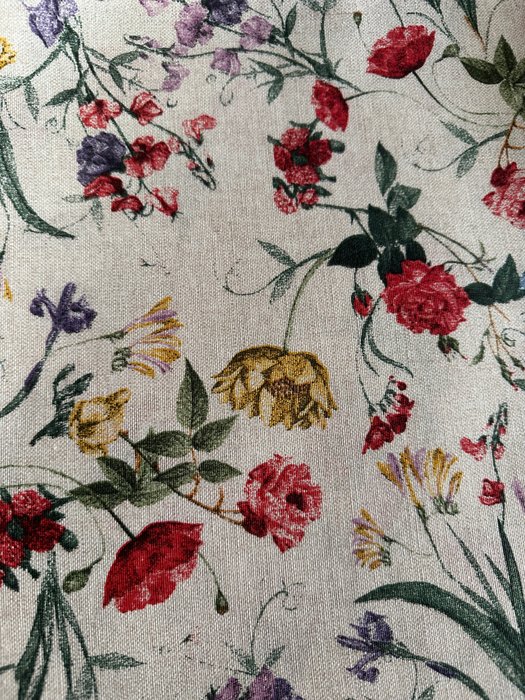 Lækker rustik jacquard blomster forårs tekstil - Tekstil  - 280 cm - 260 cm