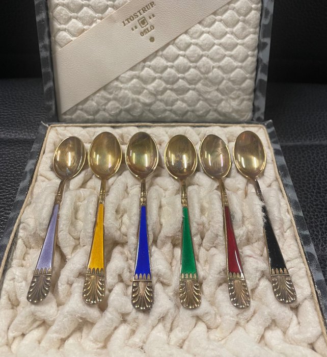 enameled - Spoon box (6) - 托斯特魯普 - .830 銀