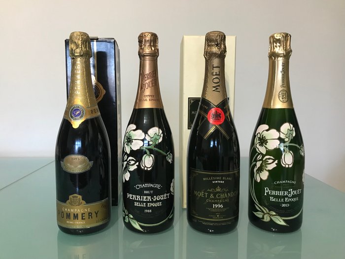 Moët & Chandon, Perrier-Jouët, Pommery - 1983 Millésime, 1996 Millésime Blanc & 1988, 2013 Belle Epoque - Reims & Epernay - 4 Bottles (0.75L)