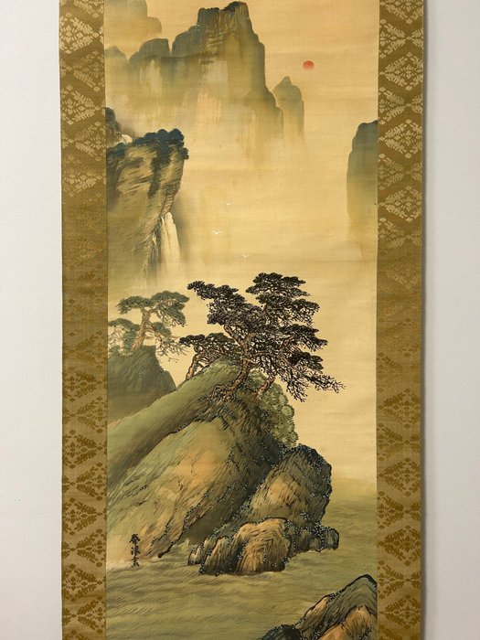 青緑蓬莱山図Painting for Blue-green Mt. Horai - Sasaki Shunrō佐々木春浪 - 日本  (没有保留价)