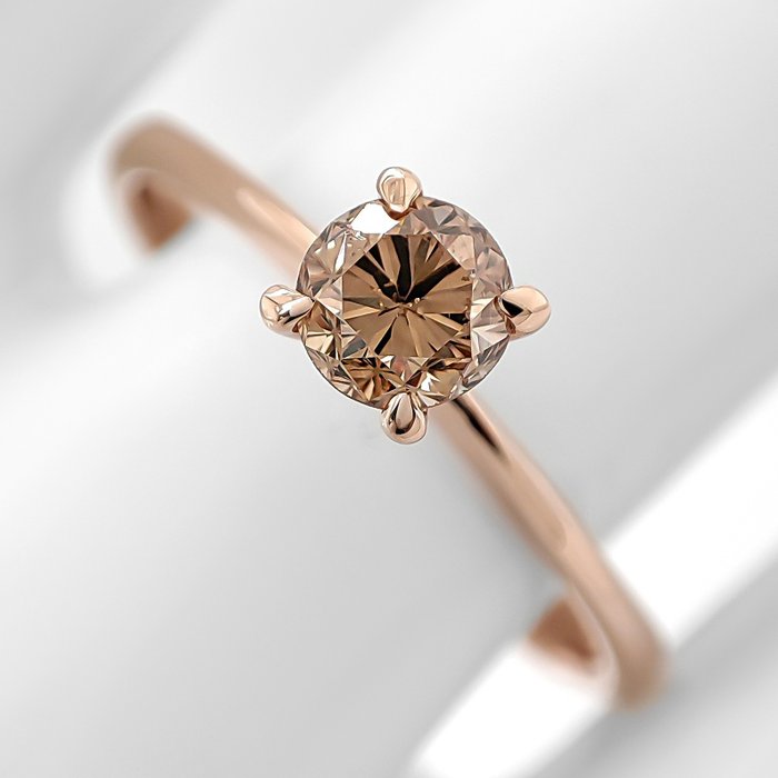 No Reserve Price-0.41 Carat Fancy Diamond Solitaire Ring - 鉆石 - 14K金 - 玫瑰金 - 戒指