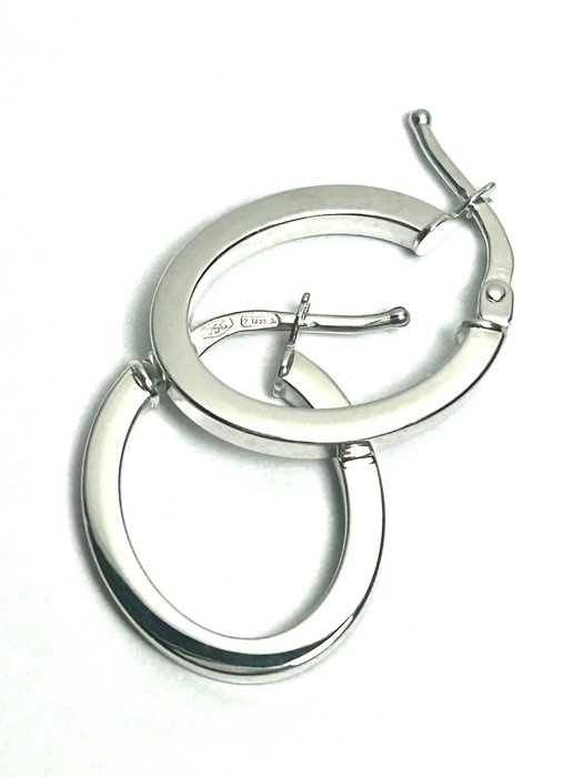 18K金 - 白金 - 圈形耳環