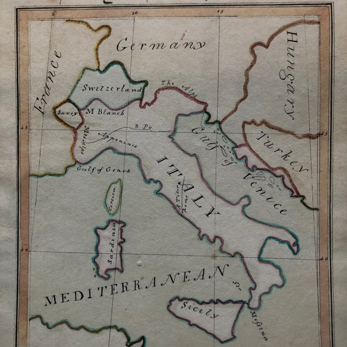 Italia, Kartta - Italia - Handwritten Italy and Switzerland Map - 1801-1820