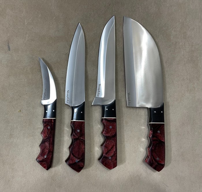 餐刀 (4) - SharpEdge 日本專業廚師刀 - D2 鋼，棕色樹脂手柄