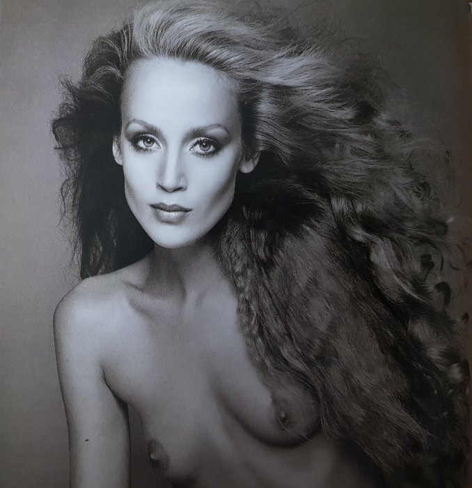 signed; Jerry Hall (& Francesco Scavullo) - photo-offset (signed) "Jerry Hall, 1994" & book "Scavullo nudes" - 1994