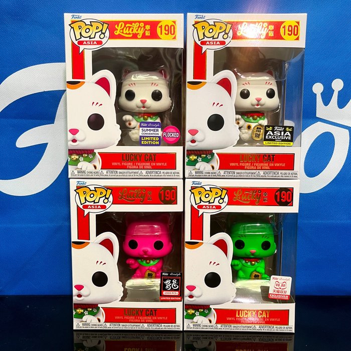 Funko  - Actionfigur Asia Lucky Cat 4pcs Set #190 [Flocked, Asia Exclusive, TMall & Year of Dragon 2000pcs Limited - 2020+ - Kina