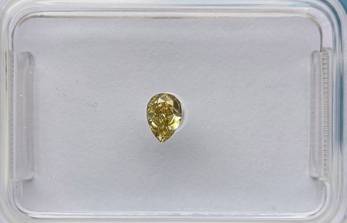 Diamant - 0.13 ct - Birne - schickes Graugelb - SI2, No Reserve Price