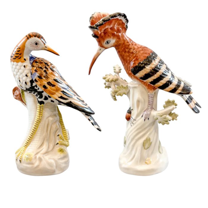 Sevres style - Estatueta - Hoopoe bird -  (2) - Dourado, Esmalte, Porcelana