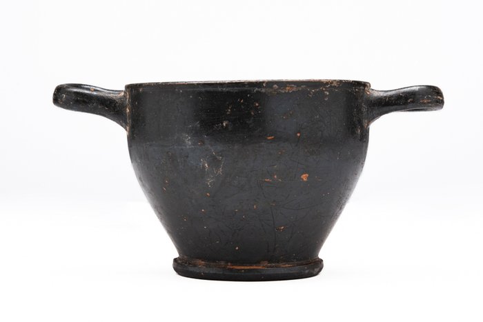 Altgriechisch, attisch Schwarz glasierter Keramik-Skyphos