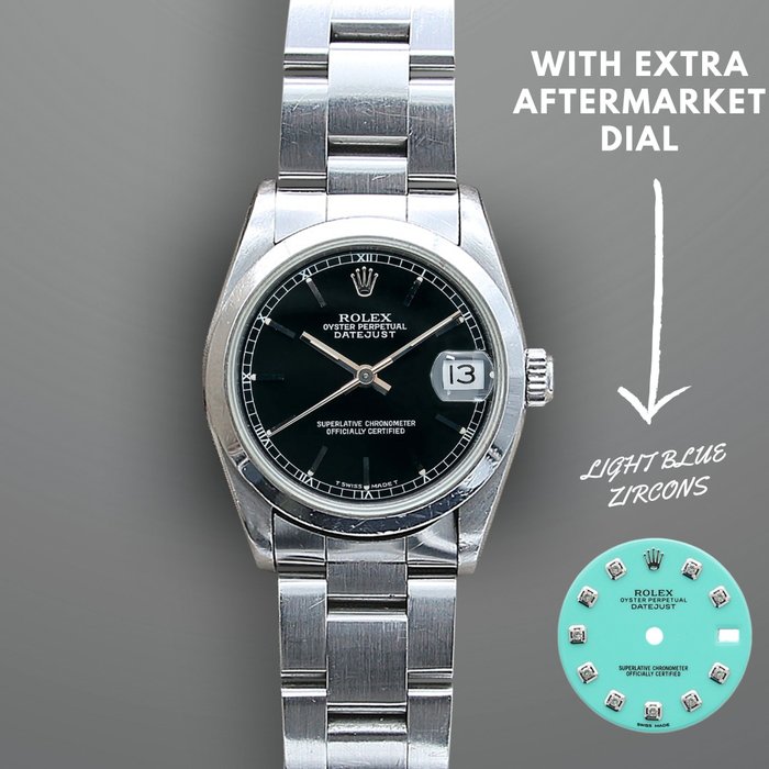 Rolex - Datejust Mid-Size - Black (Circle) Dial + Aftermarket Dial - 68240 - Damen - 1990-1999