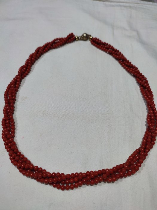 No reserve price Necklace - Silver, blood coral (Sardinia) 