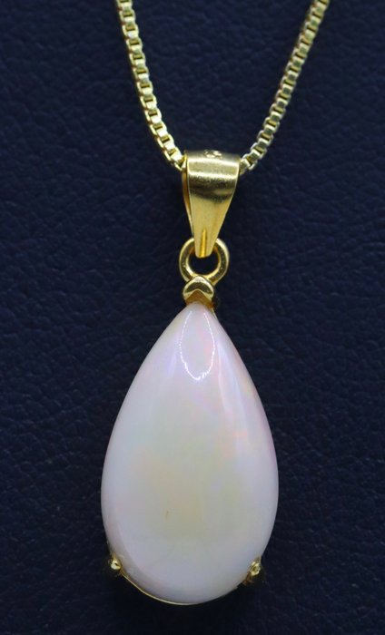 Csodálatos Gemmy opál medál, gyönyörű aranyozott 925 ezüst opál nyaklánc- 4.4 g