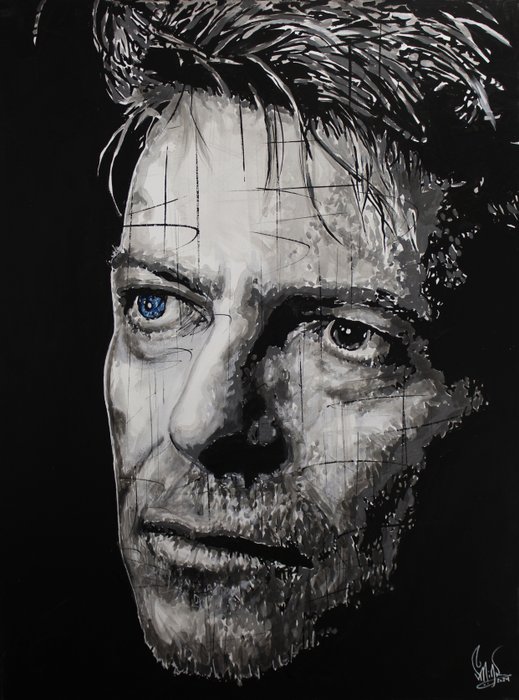 David Bowie - Handpainted and signed Pop Art Portrait - by Artists Vincent Mink. - David Bowie portrait