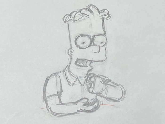 The Simpsons - 1 Original animerad teckning av Bart Simpson (som vuxen), avsnitt: Future-Drama (2005)