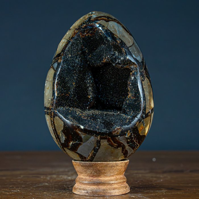 Piękna druza septariańska A++ z kryształami kalcytu jajko- 947.04 g