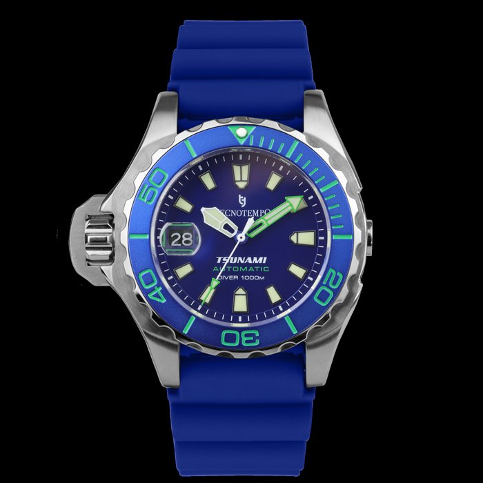 Tecnotempo® - Automatic Professional Diver 1000M "Tsunami" - Limited Edition - - TT.1000TS.BLGR (Blue dial - green tone) - 男士 - 2011至现在
