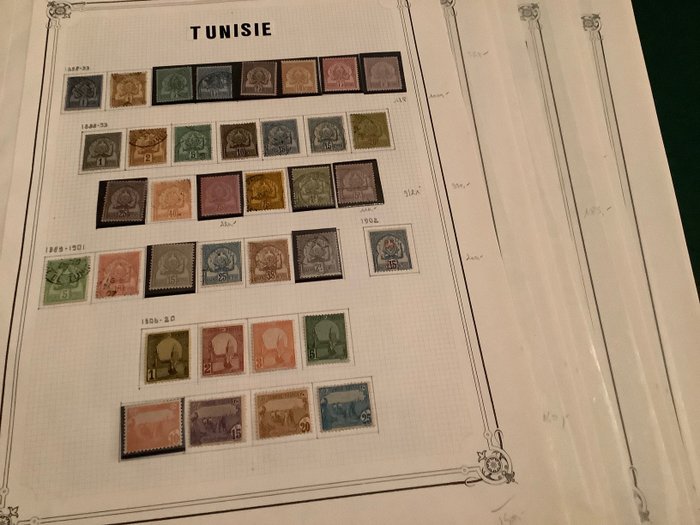 Tunísia 1888/1944 - Coleção completa com todas as seções subsidiárias nas páginas do álbum - Yvert