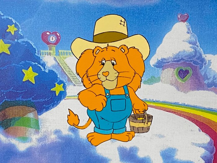 Care Bears (TV series, 1985) - 1 Cel de Animación Original, con fondo impreso.