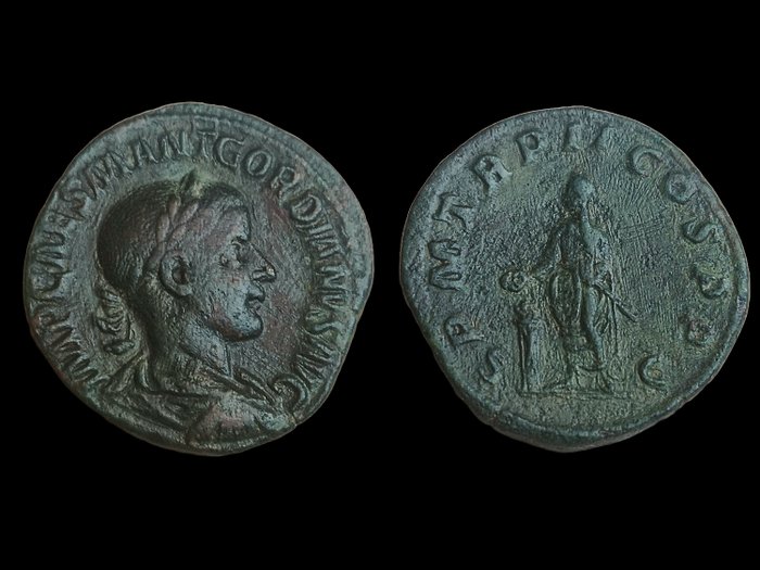 Römisches Reich. Gordian III (238-244 n.u.Z.). Sestertius Rome