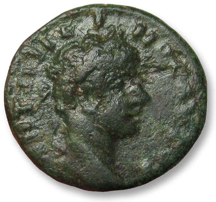Romarriket (provinsiella). Caracalla (AD 198-217). AE 15 (assarion) Nicaea, Bithynia - tetrastyle temple with three steps and peaked roof - scarce/rare