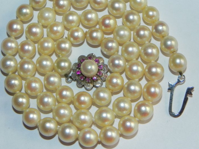 String of beads akoya Pearl - Ruby 