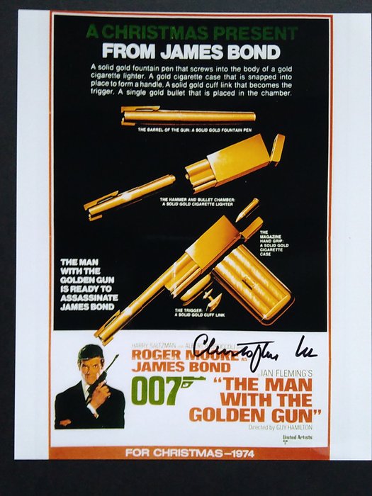 James Bond 007: The Man with the Golden Gun - Christopher Lee (+) "Francisco Scaramanga" - Autograph, Photo with COA