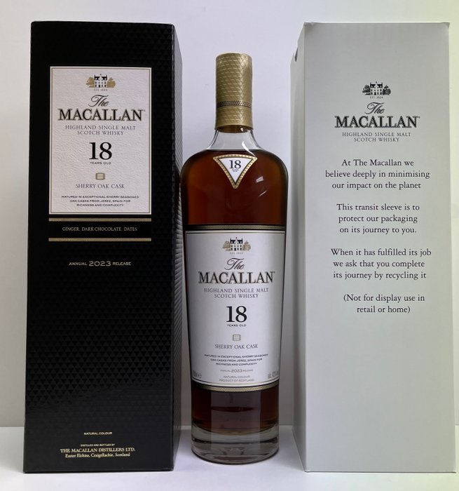 Macallan 18 years old - Sherry Oak Cask 2023 Release - Original bottling  - 700毫升