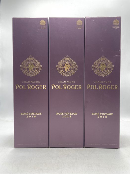 2018 Pol Roger Rosé Brut Champagne - Champagne - 3 Flasker (0,75 L)